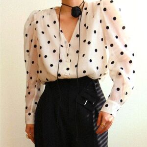 NWT Sheer Polka Dot Blouse